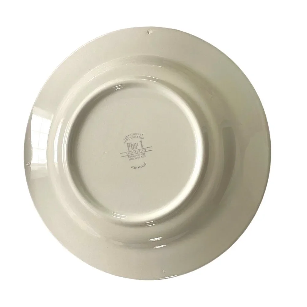 (4) Pier 1 Imports Summerlin Dinner Plates Blue White Green Mosaic Print 10 1/4